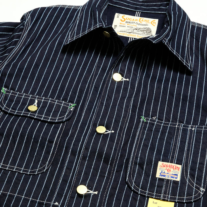 SUGAR CANE - 9oz. WABASH STRIPE WORK COAT - SC15658