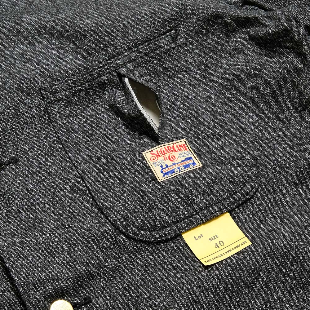 SUGAR CANE - 9oz. BLACK COVERT WORK COAT - SC15659