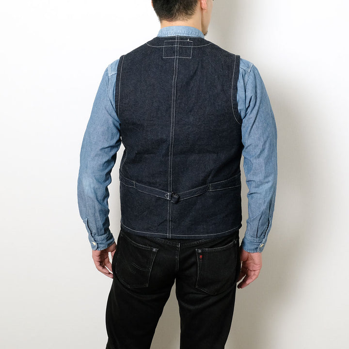 SUGAR CANE - 11oz. BLUE DENIM WORK VEST - SC15702