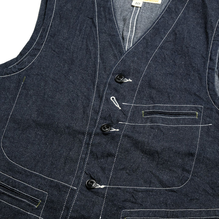 SUGAR CANE - 11oz. BLUE DENIM WORK VEST - SC15702