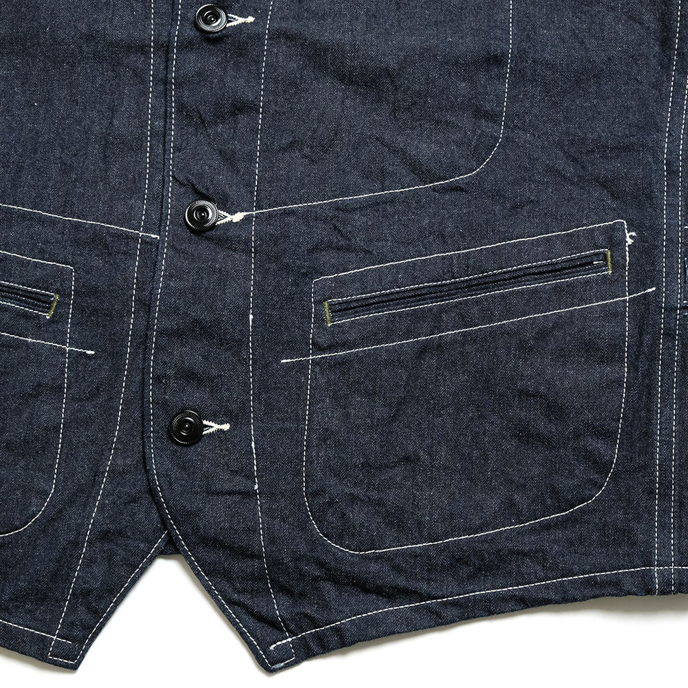 SUGAR CANE - 11oz. BLUE DENIM WORK VEST - SC15702