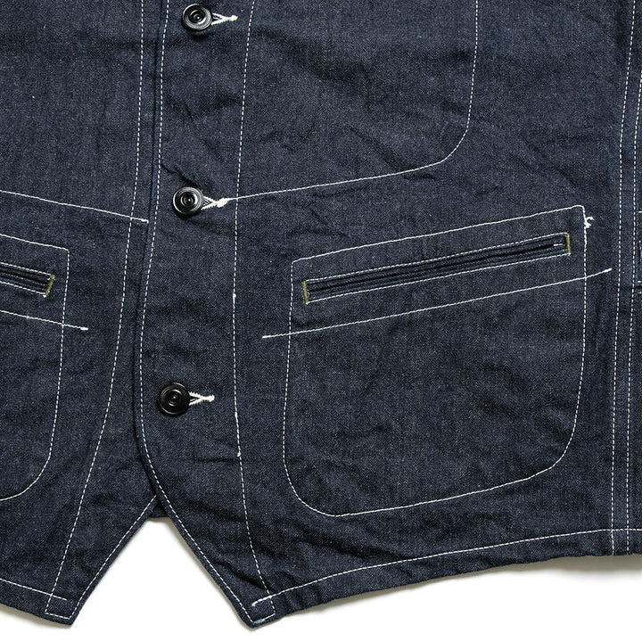 SUGAR CANE - 11oz. BLUE DENIM WORK VEST - SC15702