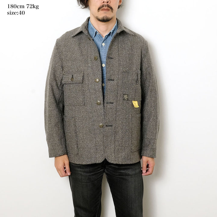 SUGAR CANE - FICTION ROMANCE - 16.7oz. INDIGO TWEED WORK COAT - SC15835