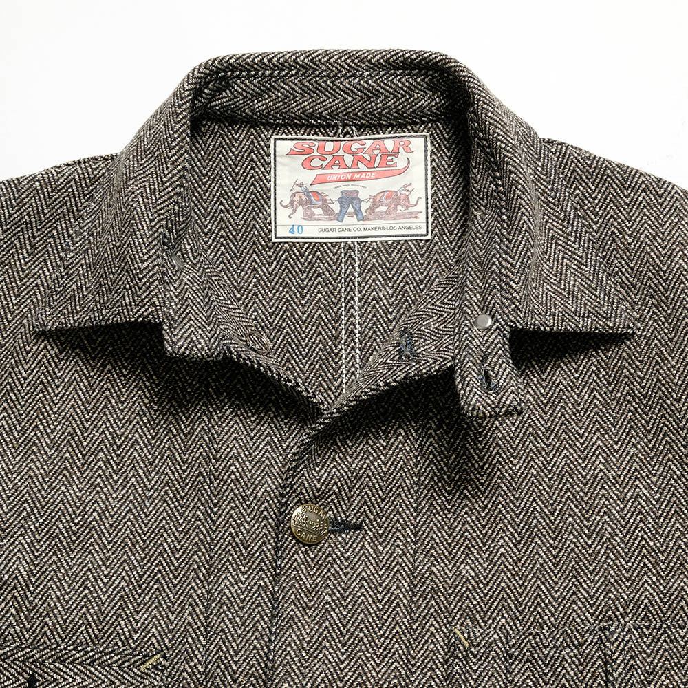 SUGAR CANE - FICTION ROMANCE - 16.7oz. INDIGO TWEED WORK COAT - SC15835