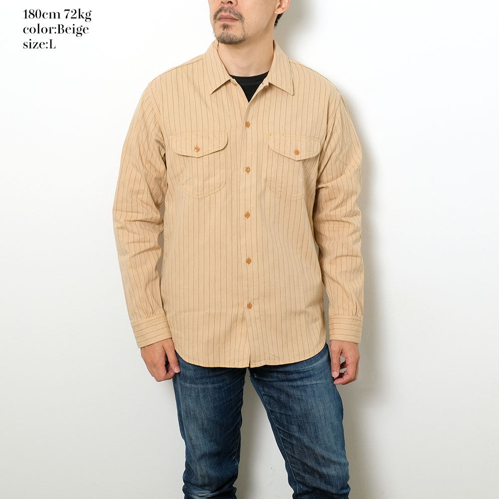SUGAR CANE COKE STRIPE L/S WORK SHIRT SC28652