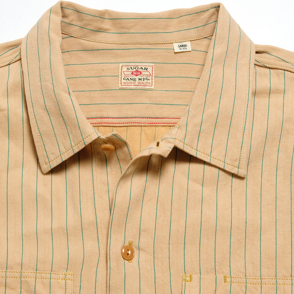 SUGAR CANE COKE STRIPE L/S WORK SHIRT SC28652