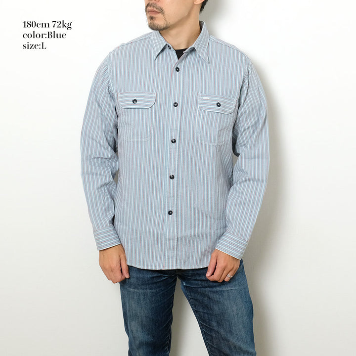 SUGAR CANE - DOBBY STRIPE WORK SHIRT - SC29146