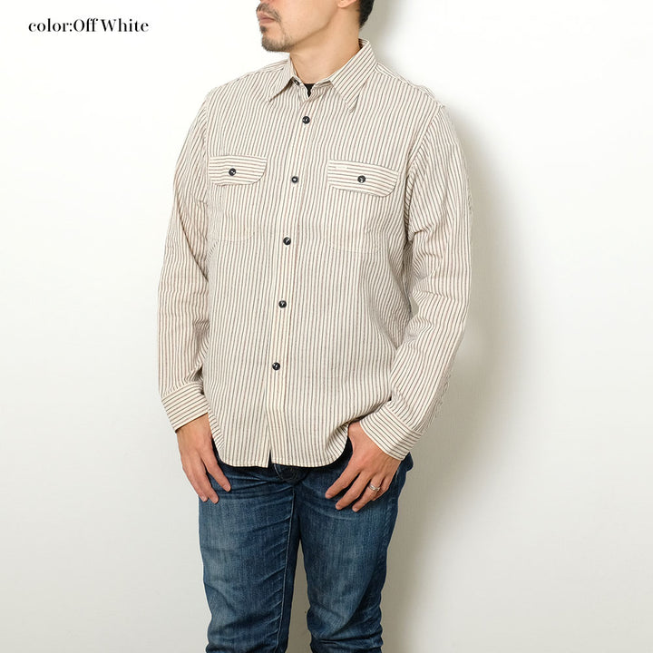 SUGAR CANE - DOBBY STRIPE WORK SHIRT - SC29146