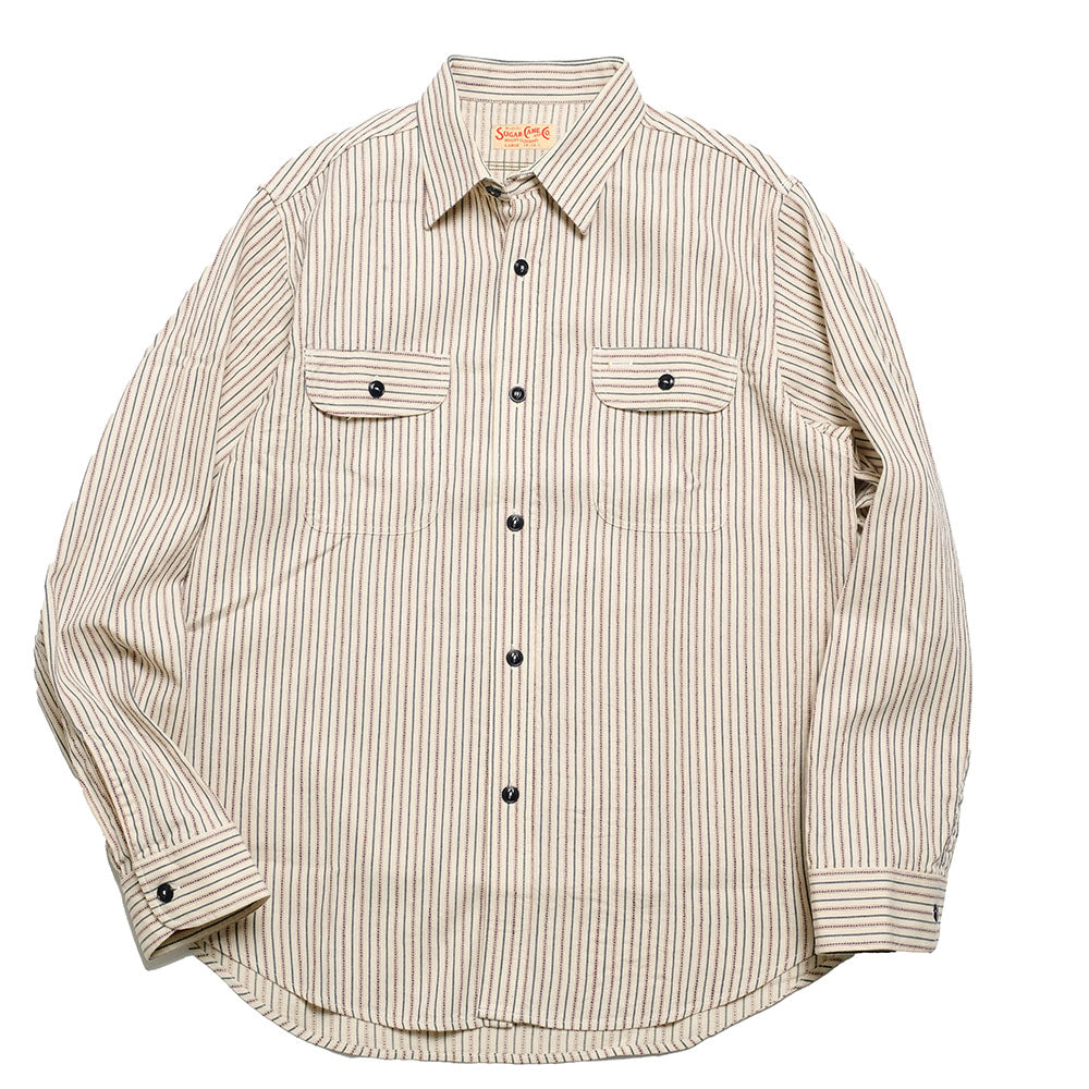 SUGAR CANE - DOBBY STRIPE WORK SHIRT - SC29146
