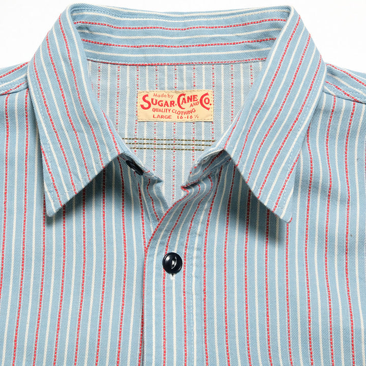 SUGAR CANE - DOBBY STRIPE WORK SHIRT - SC29146