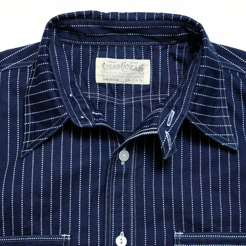 Sugar Cane Fiction Romance 8.5oz. Wabash Stripe S/S Work Shirt SC36267A