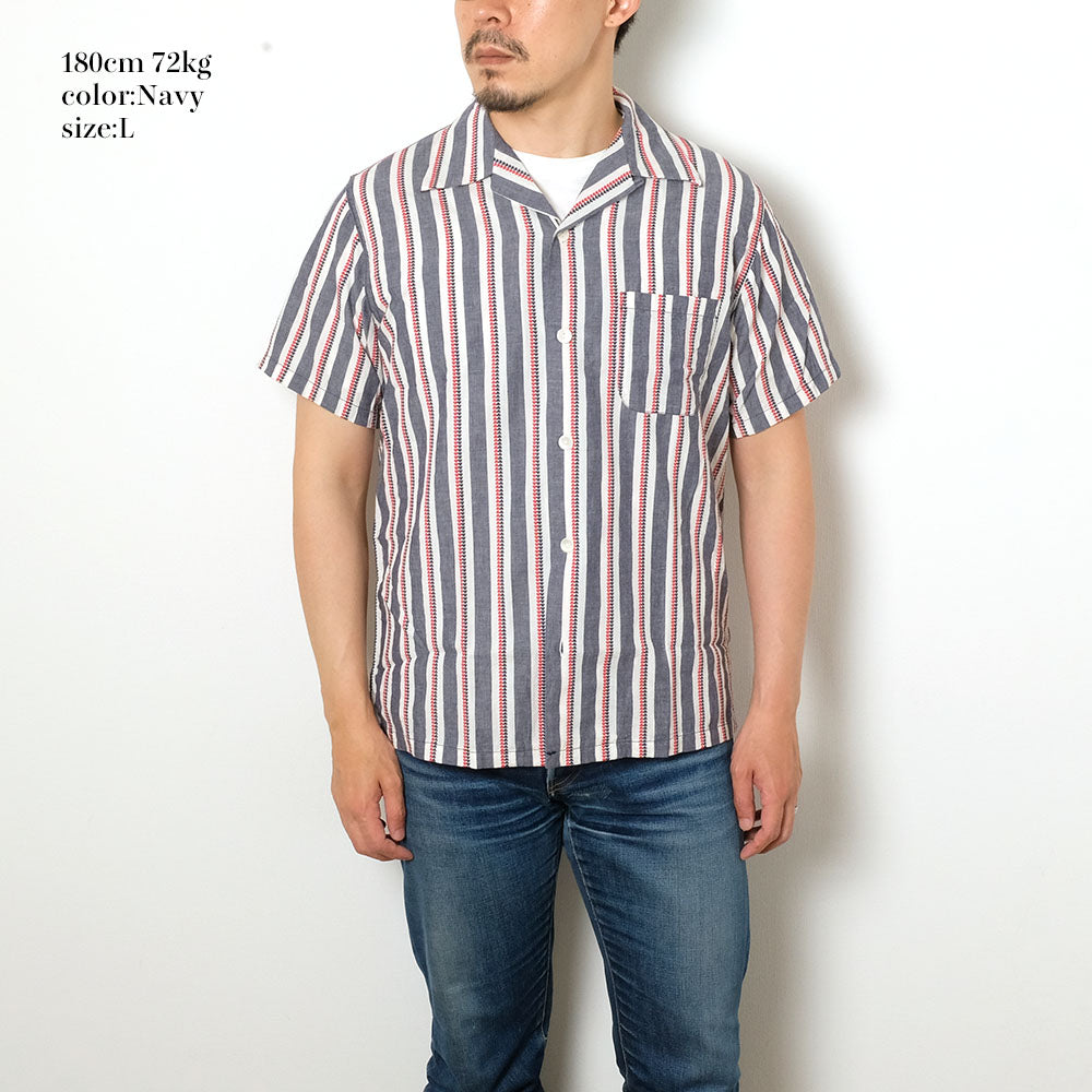 SUGAR CANE - HEART STRIPE OPEN SHIRT - SC39119