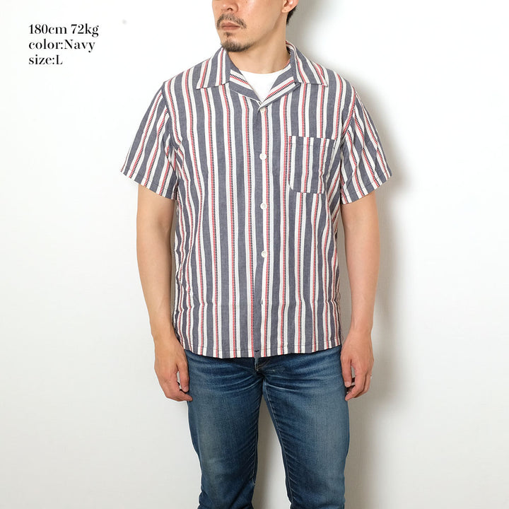 SUGAR CANE - HEART STRIPE OPEN SHIRT - SC39119