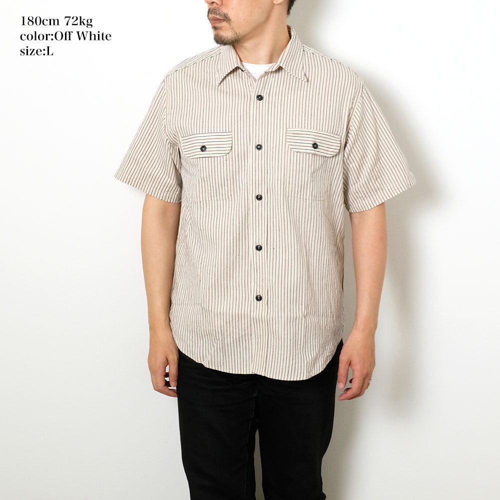 SUGAR CANE - DOBBY STRIPE S/S WORK SHIRT - SC39306