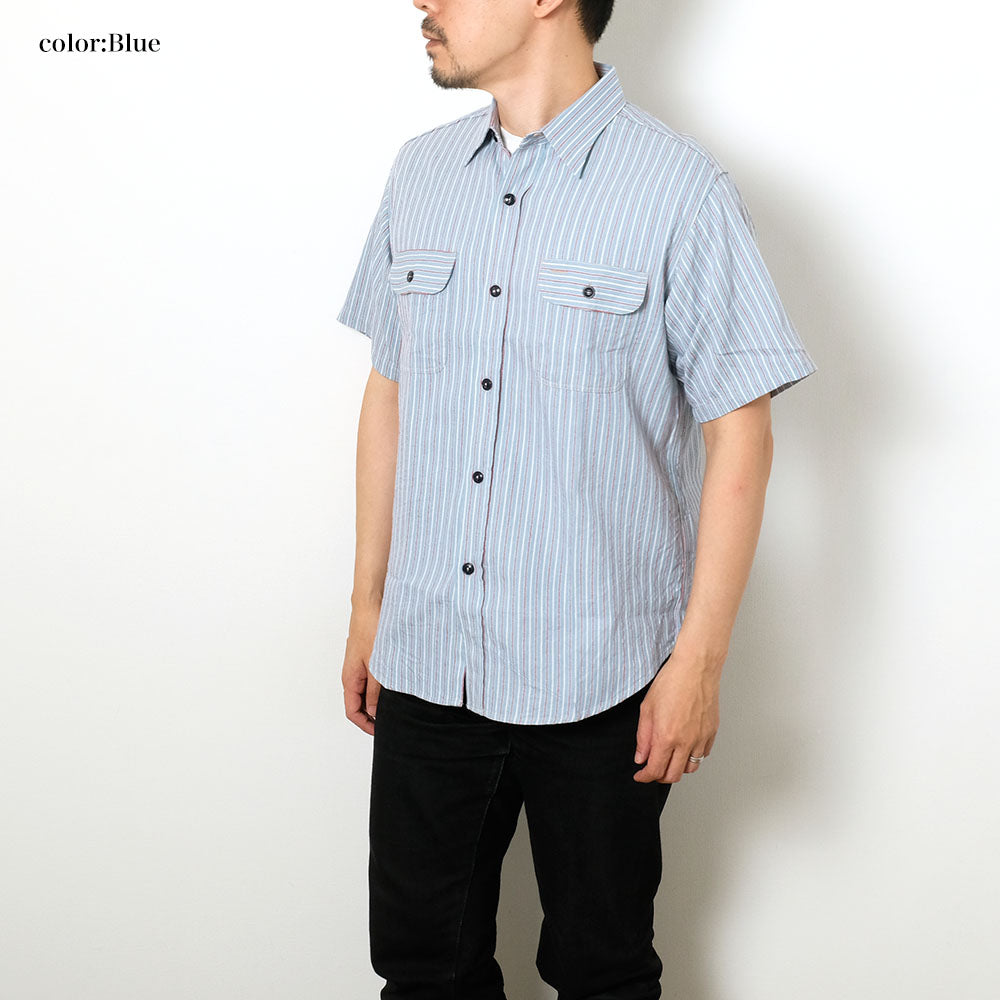 SUGAR CANE - DOBBY STRIPE S/S WORK SHIRT - SC39306