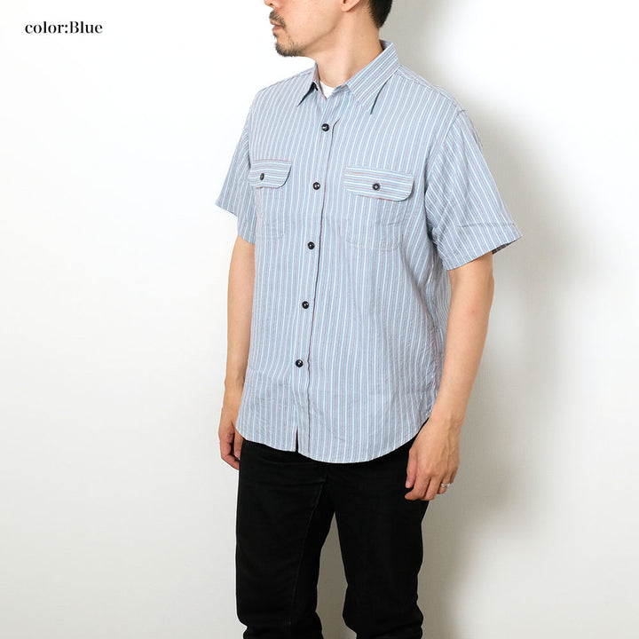 SUGAR CANE - DOBBY STRIPE S/S WORK SHIRT - SC39306