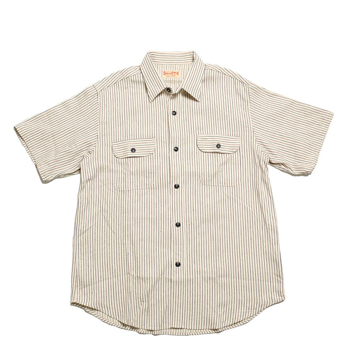 SUGAR CANE - DOBBY STRIPE S/S WORK SHIRT - SC39306