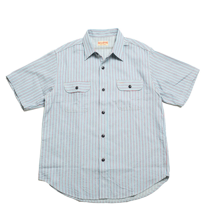 SUGAR CANE - DOBBY STRIPE S/S WORK SHIRT - SC39306