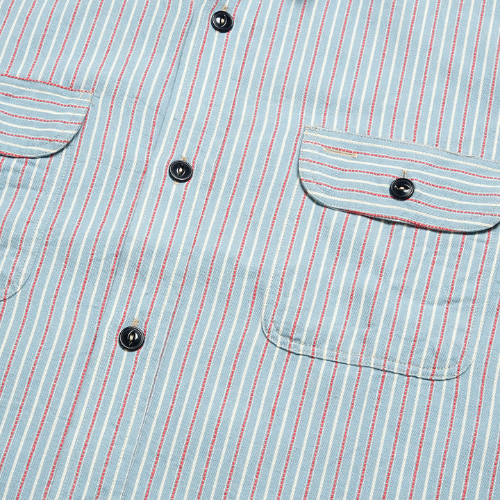 SUGAR CANE - DOBBY STRIPE S/S WORK SHIRT - SC39306