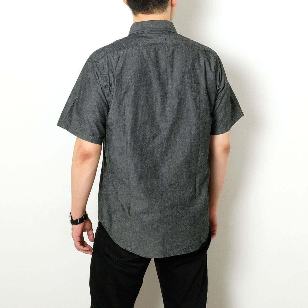 SUGAR CANE - BLACK CHAMBRAY S/S WORK SHIRT - SC39307