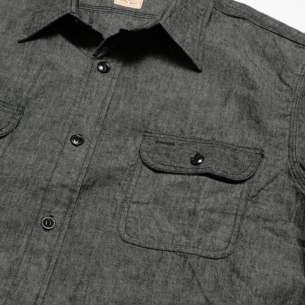 SUGAR CANE - BLACK CHAMBRAY S/S WORK SHIRT - SC39307