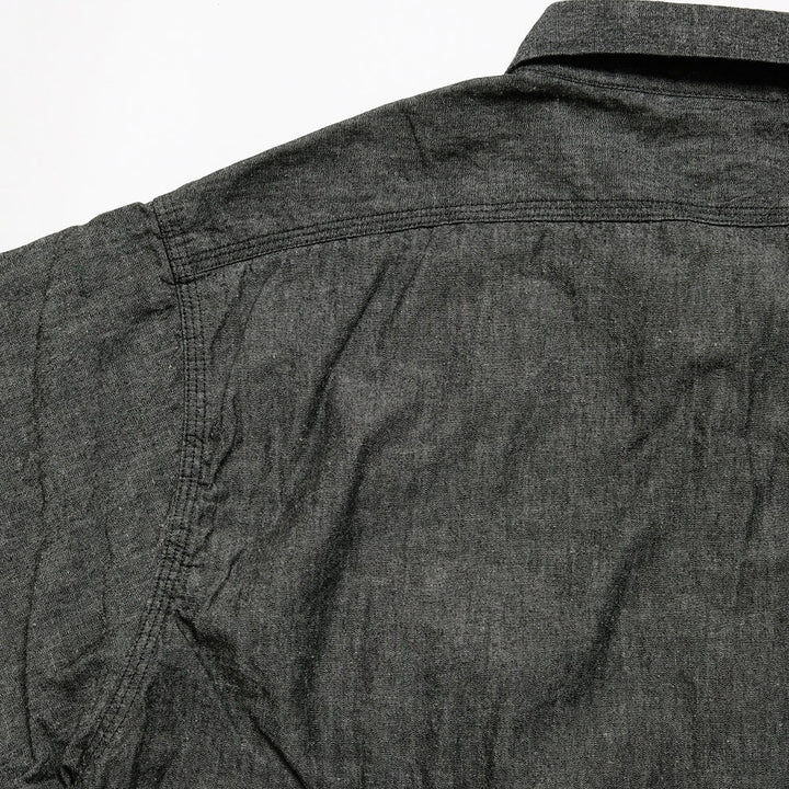 SUGAR CANE - BLACK CHAMBRAY S/S WORK SHIRT - SC39307
