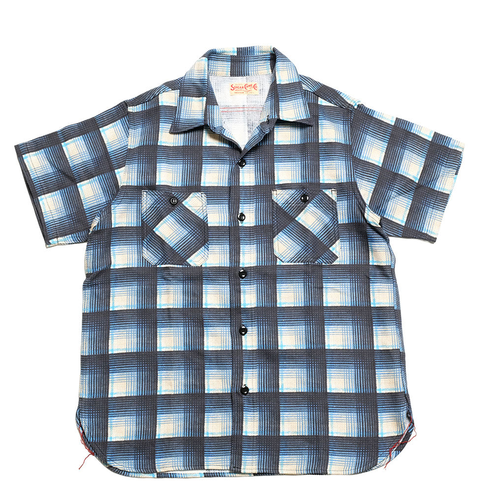 SUGAR CANE - PRINT CHECK S/S WORK SHIRT - SC39517 – HINOYA Online