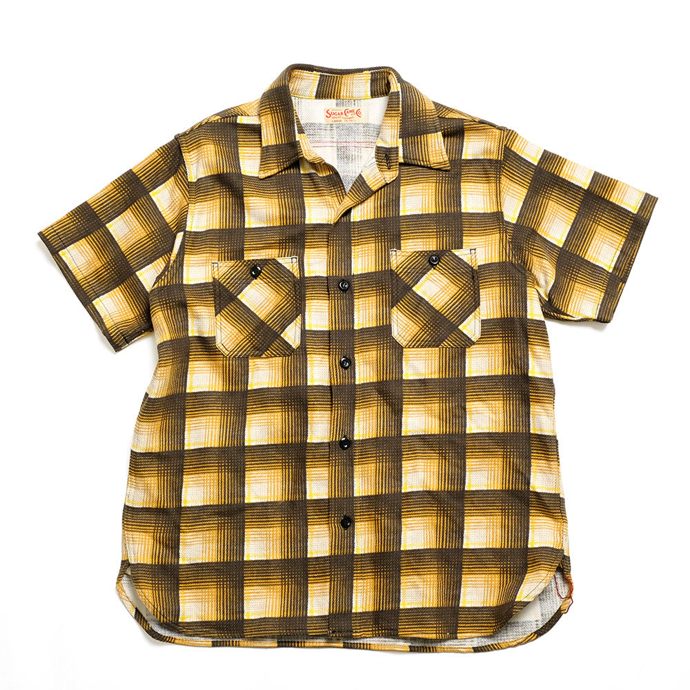 SUGAR CANE - PRINT CHECK S/S WORK SHIRT - SC39517