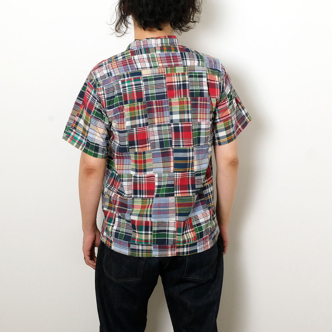 SUGAR CANE - MADRAS CHECK PATCHWORK S/S OPEN SHIRT - SC39739