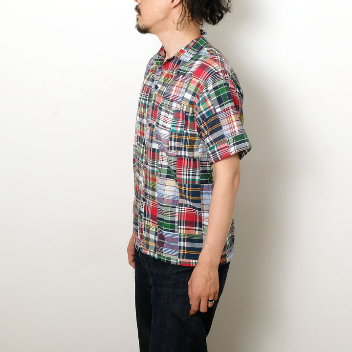 SUGAR CANE - MADRAS CHECK PATCHWORK S/S OPEN SHIRT - SC39739