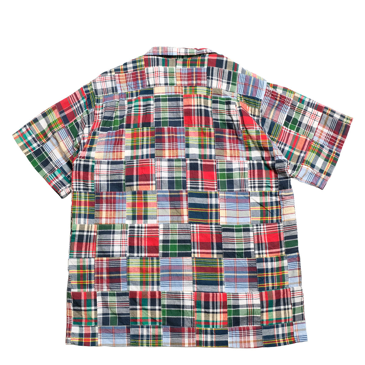 SUGAR CANE - MADRAS PLAID PATCHWORK S/S OPEN SHIRT - SC39739