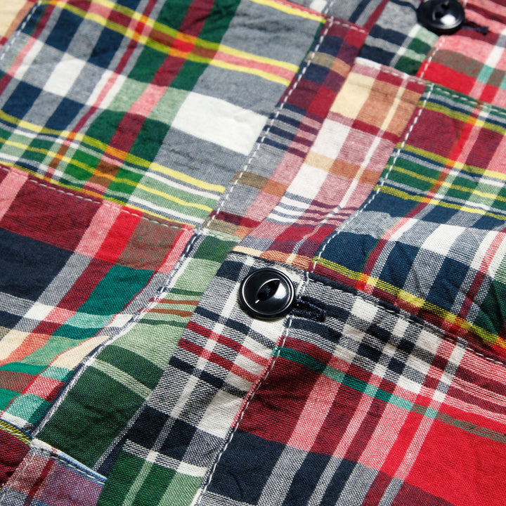 SUGAR CANE - MADRAS CHECK PATCHWORK S/S OPEN SHIRT - SC39739