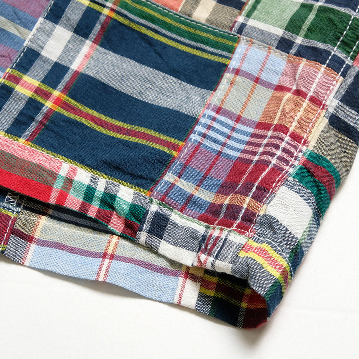 SUGAR CANE - MADRAS CHECK PATCHWORK S/S OPEN SHIRT - SC39739