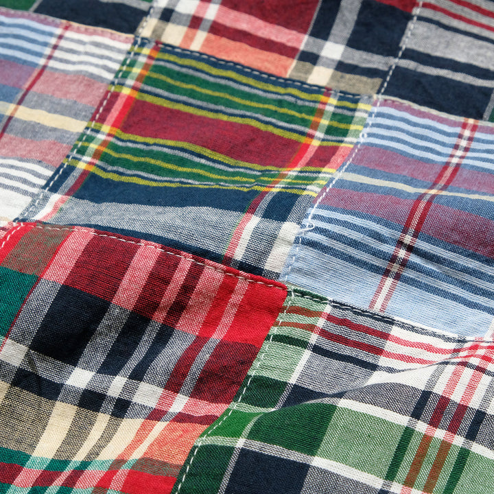 SUGAR CANE - MADRAS CHECK PATCHWORK S/S OPEN SHIRT - SC39739