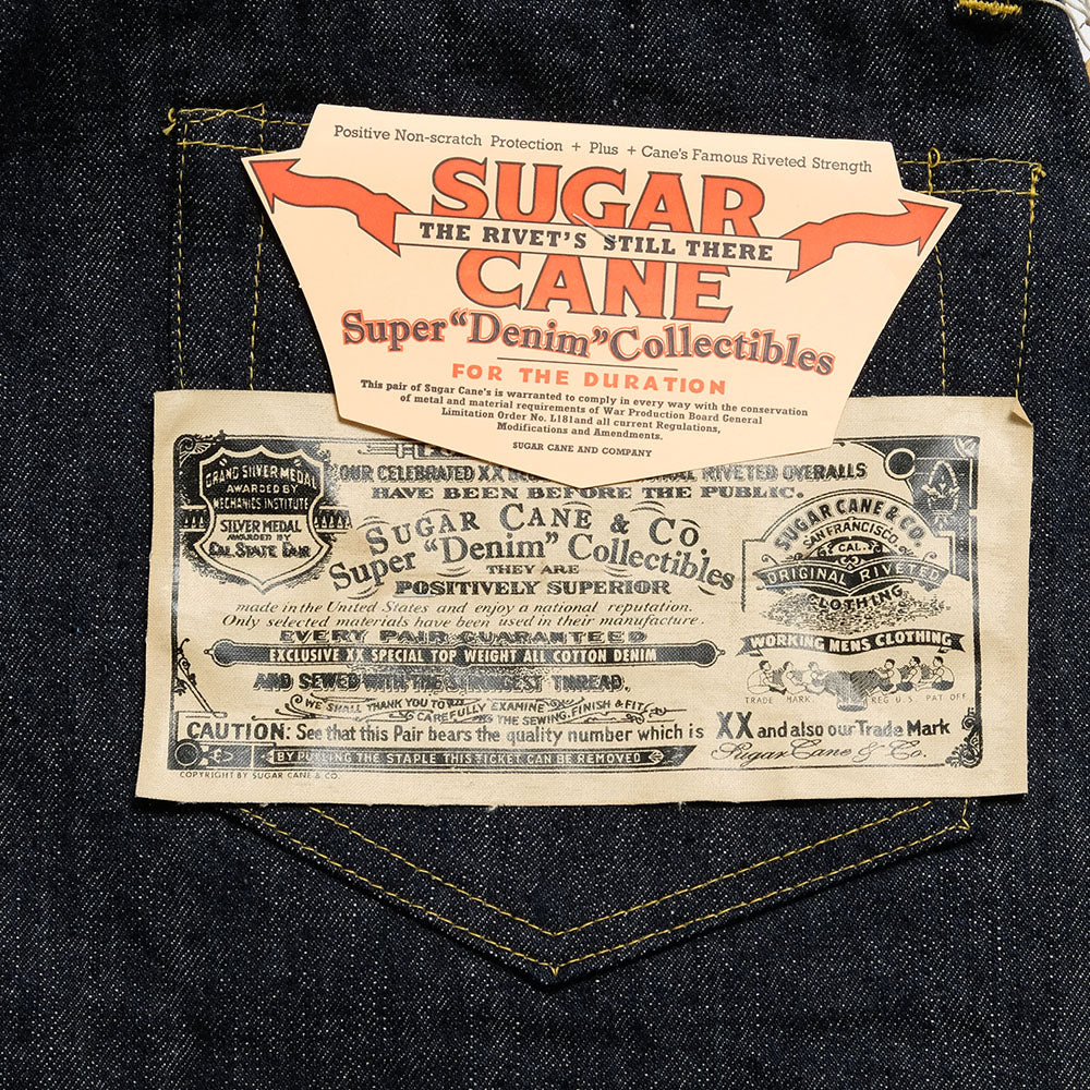 SUGAR CANE Super - Denim - Collectibles #09 13.5oz. BLUE DENIM WAIST OVERALLS - S1943 - MODEL - SC49009