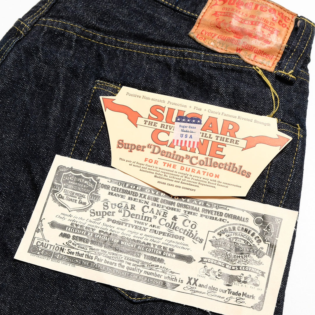 SUGAR CANE - Super - Denim - Collectibles #50 13.5oz. DENIM WAIST OVERALLS - 1940’s SPECIAL - Made in USA - SC49050
