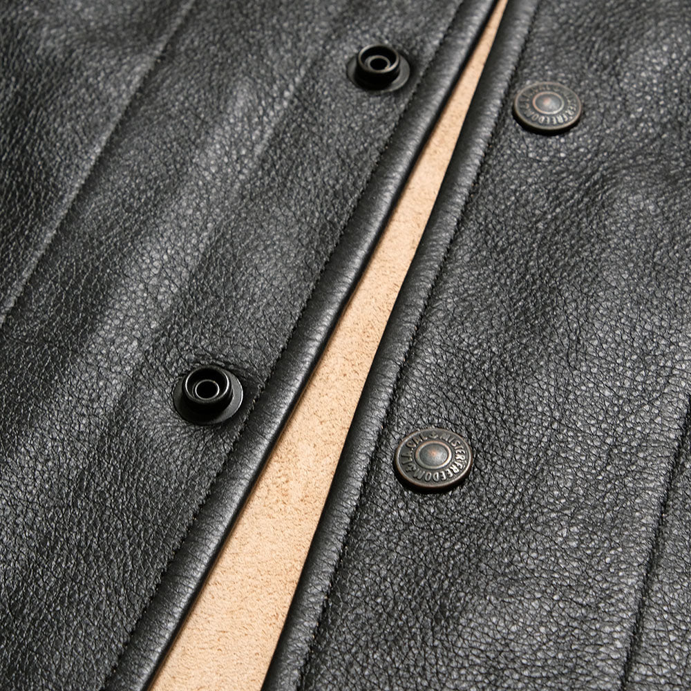 SUGAR CANE - MFSC Made in U.S.A. - COWHIDE LEATHER - CAMPUS "STUD" JACKET - SC80674