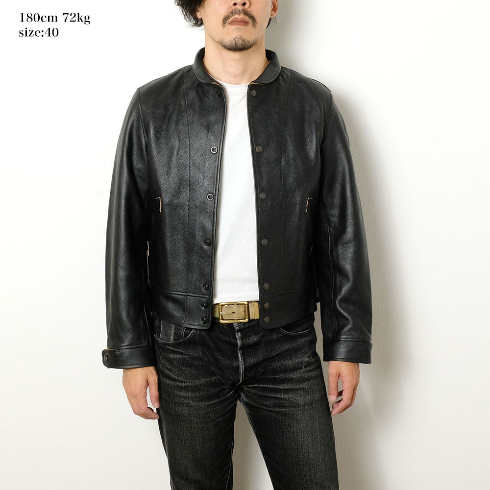 SUGAR CANE - MFSC Made in U.S.A. - COWHIDE LEATHER - CAMPUS "STUD" JACKET - SC80674