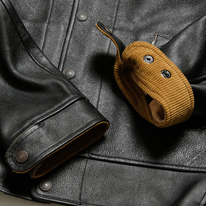 SUGAR CANE - MFSC Made in U.S.A. - COWHIDE LEATHER - CAMPUS "STUD" JACKET - SC80674