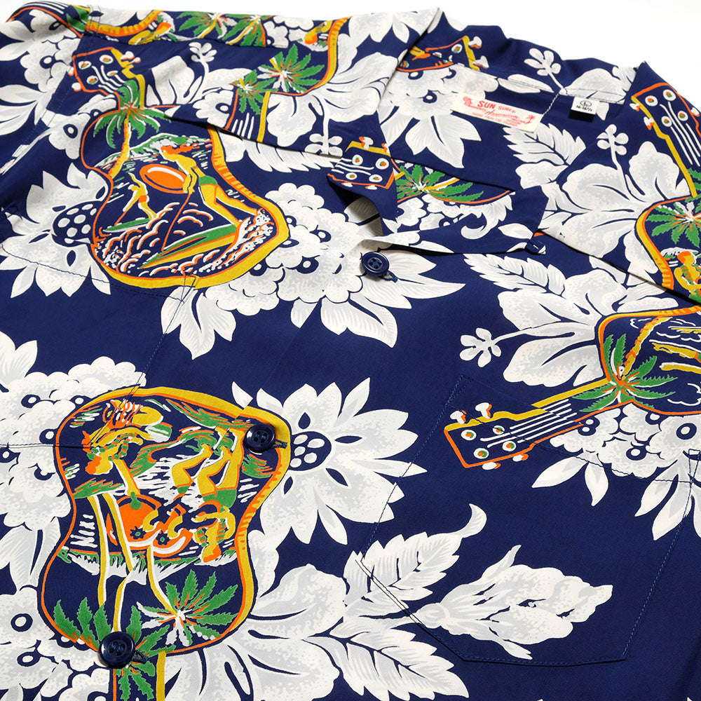 SUN SURF - L/S RAYON HAWAIIAN SHIRT - UKULELE MELODY - SS29603