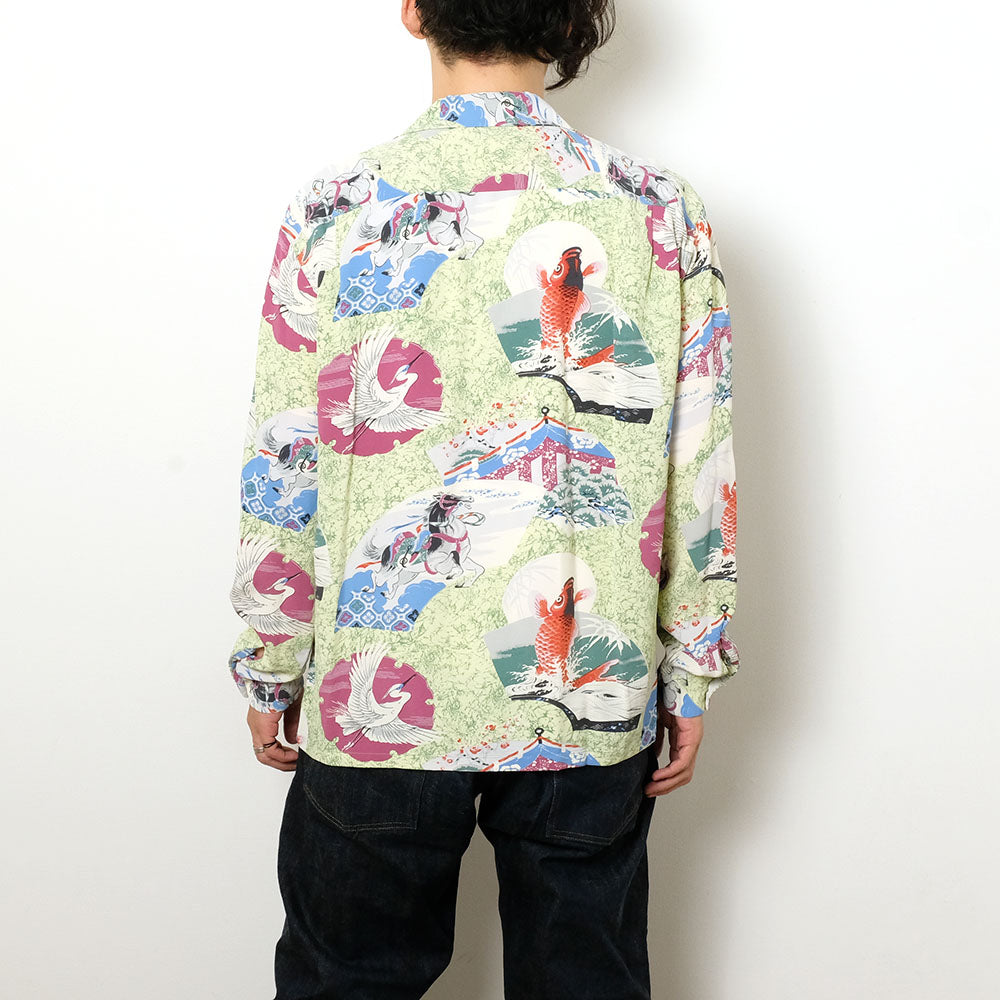SUN SURF - L/S RAYON HAWAIIAN SHIRT - JAPANESE QUAINT DESIGN - SS29604