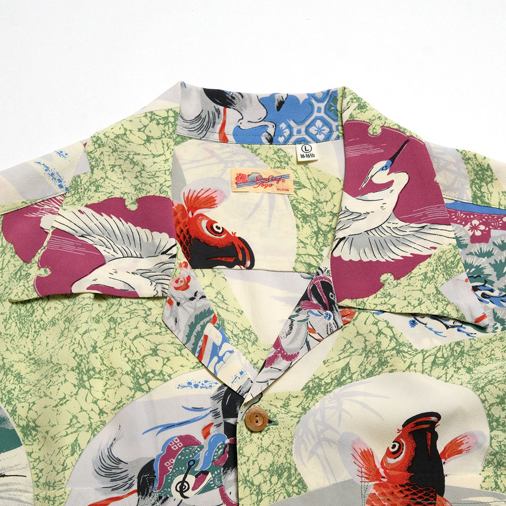 SUN SURF - L/S RAYON HAWAIIAN SHIRT - JAPANESE QUAINT DESIGN - SS29604