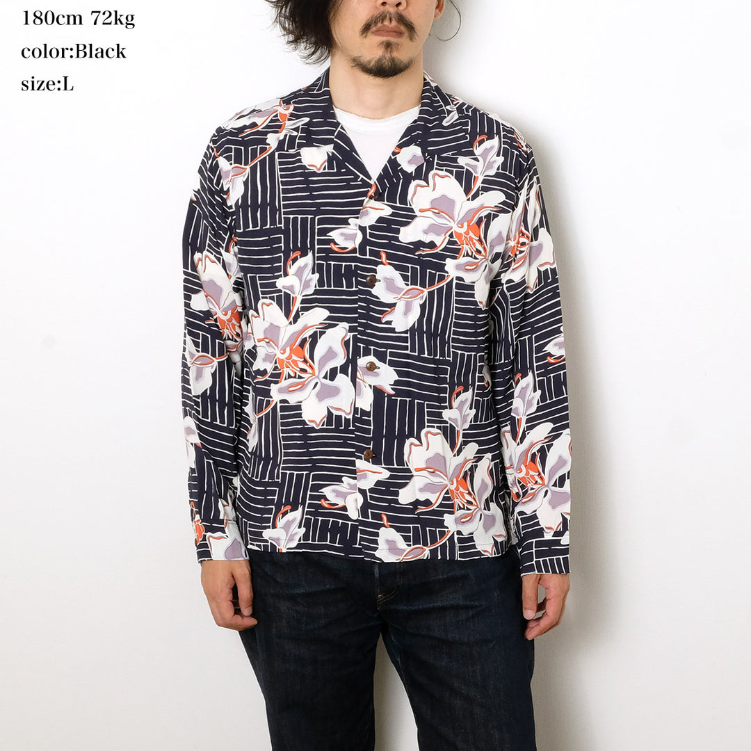 SUN SURF - L/S RAYON HAWAIIAN SHIRT - WHITE GINGER - SS29605
