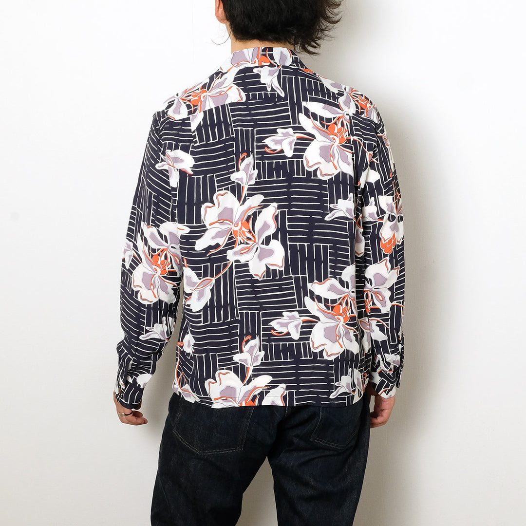 SUN SURF - L/S RAYON HAWAIIAN SHIRT - WHITE GINGER - SS29605