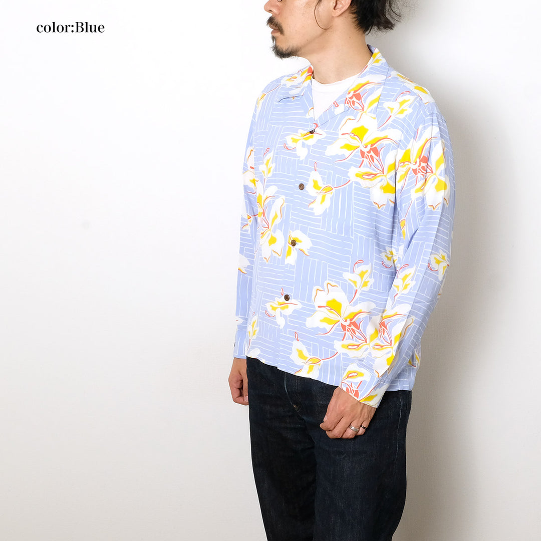 SUN SURF - L/S RAYON HAWAIIAN SHIRT - WHITE GINGER - SS29605