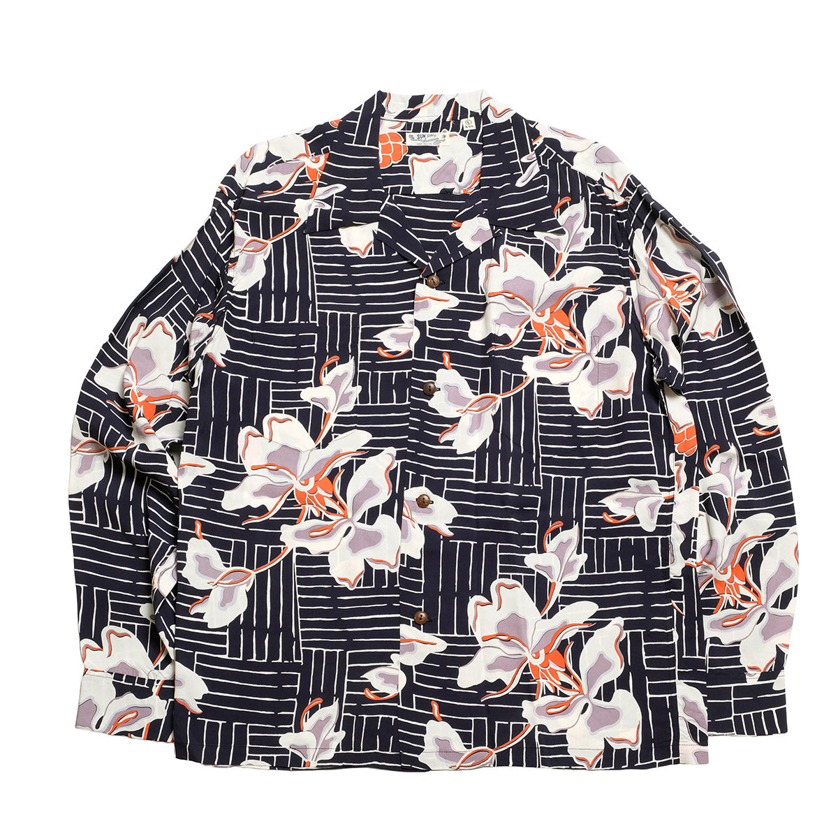 SUN SURF - L/S RAYON HAWAIIAN SHIRT - WHITE GINGER - SS29605