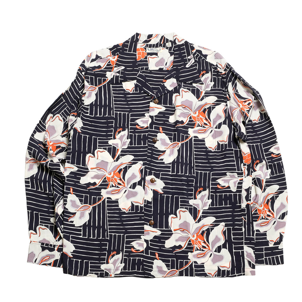 sun様 SUN SURF - L/S RAYON HAWAIIAN SHIRT - WHITE GINGER - SS29605