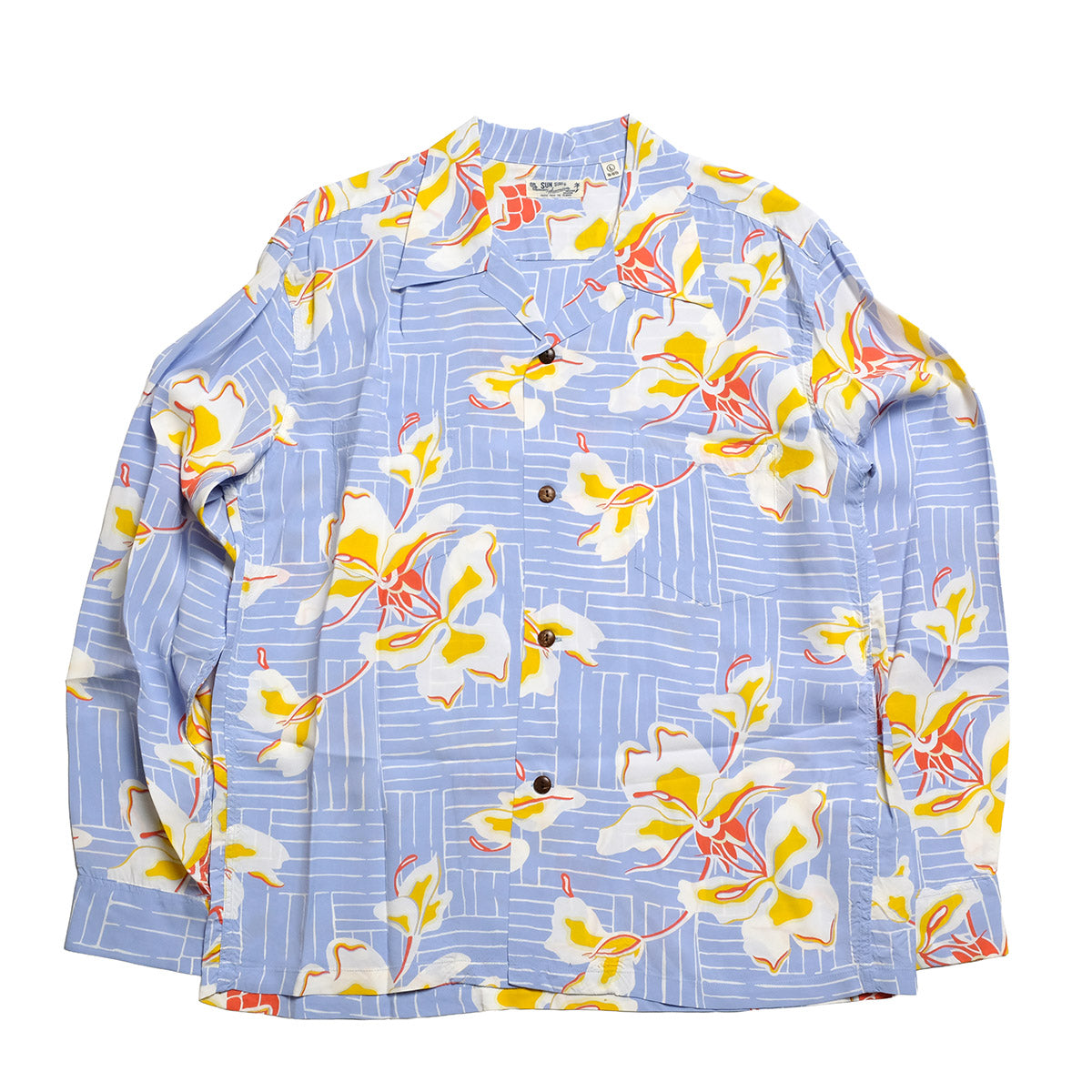 sun様 SUN SURF - L/S RAYON HAWAIIAN SHIRT - WHITE GINGER - SS29605