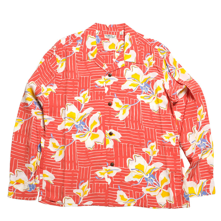 SUN SURF - L/S RAYON HAWAIIAN SHIRT - WHITE GINGER - SS29605