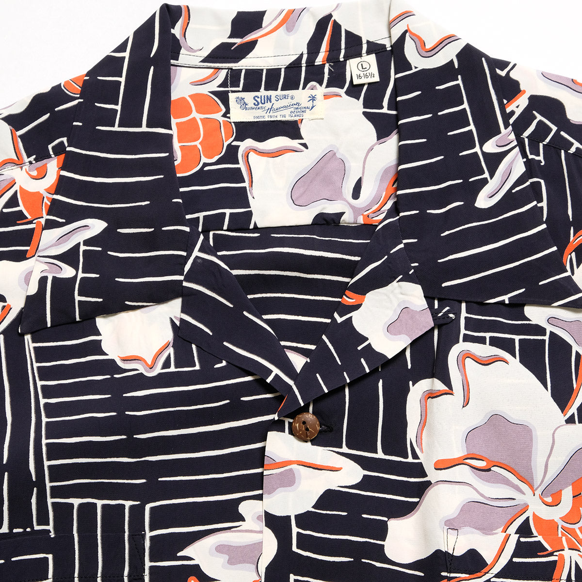 SUN SURF - L/S RAYON HAWAIIAN SHIRT - WHITE GINGER - SS29605